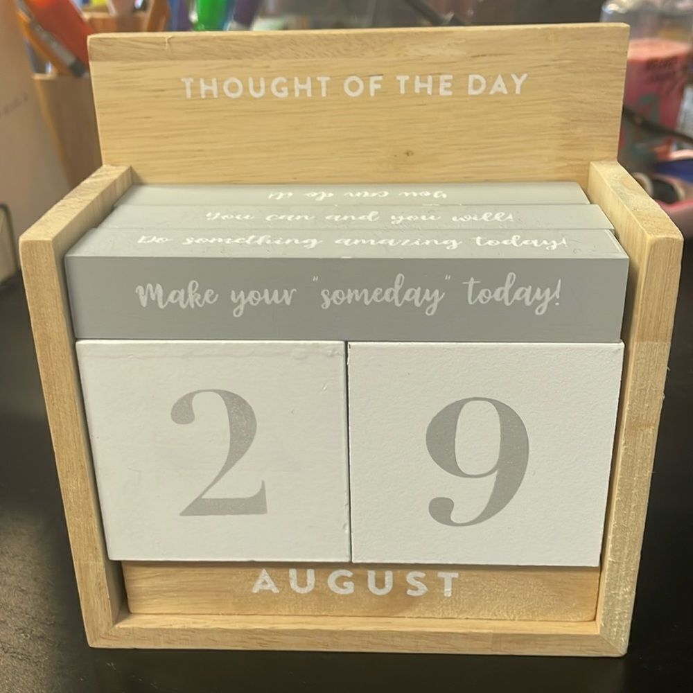 Eccolo wooden Perpetual calendar word affirmation essential basic for any year